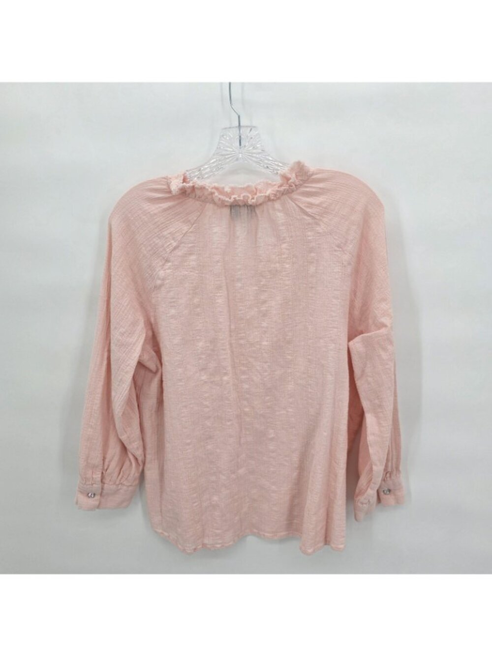 Hester & Orchard Top Womens XL Pale Pink Ruffle Cotton Gauze Boho Peasant Office - Picture 4 of 10